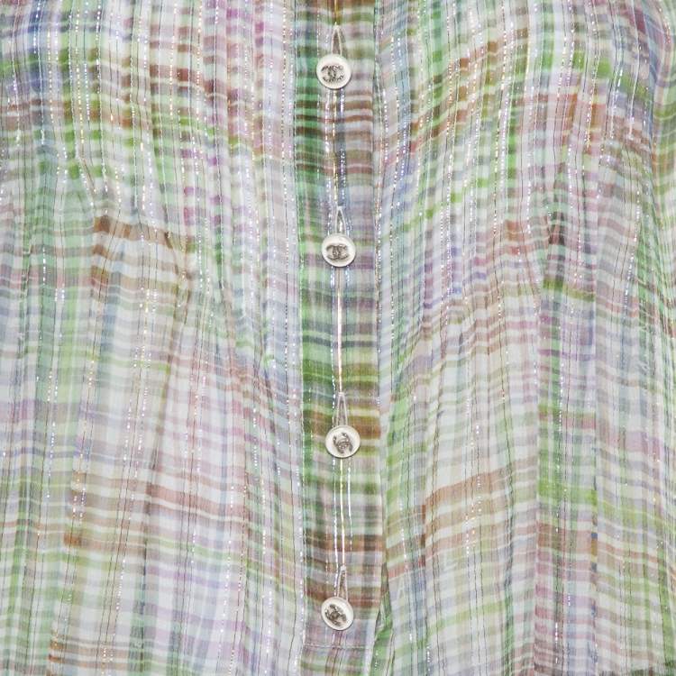 مملوكة مسبقًا Chanel Multicolor Lurex Silk Sleeveless Shirt M