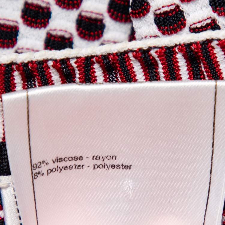 Pre Owned Chanel Multicolor Patterned Knit Short Sleeve Crewneck Sweater M