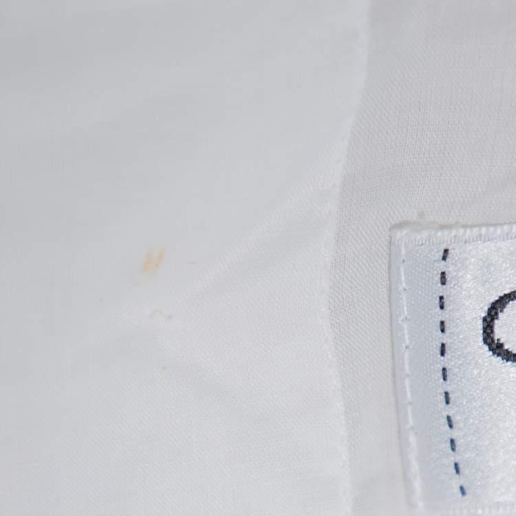 Pre Owned Chanel White Cotton Scalloped Overlay Detail Top M