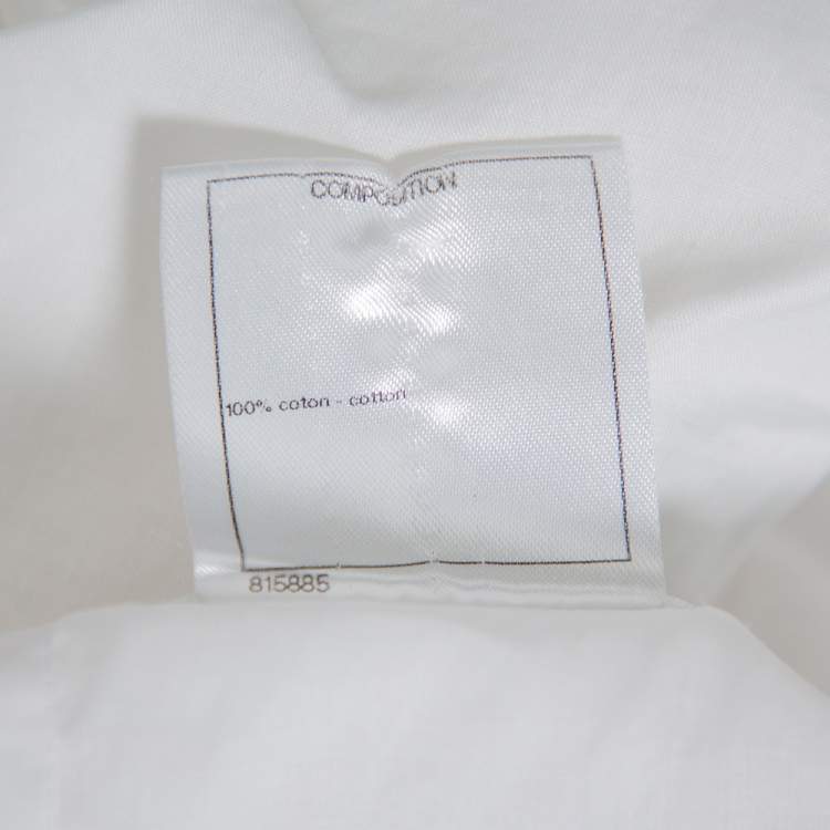 Pre Owned Chanel White Cotton Scalloped Overlay Detail Top M