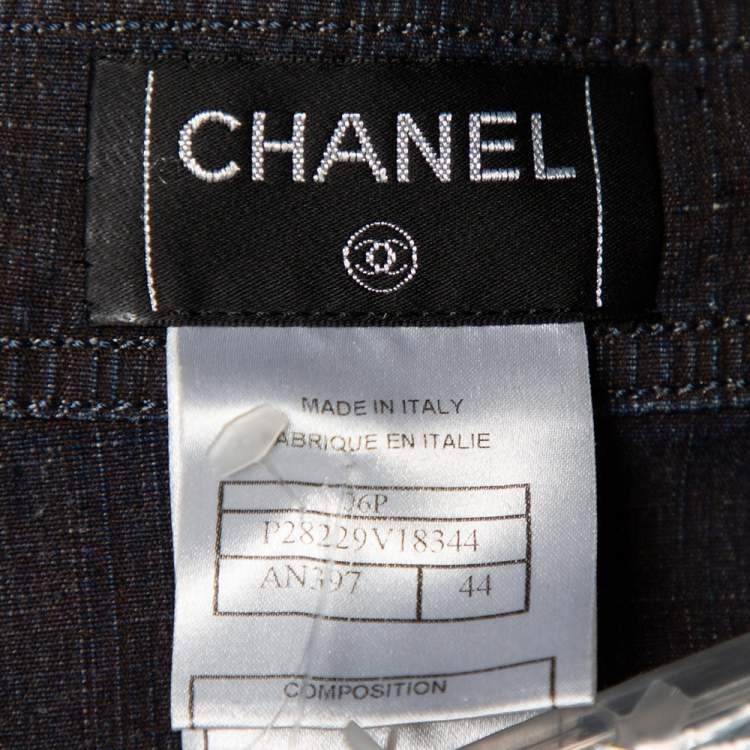 Pre Owned Chanel Vintage Midnight Blue Denim Cropped Jacket L