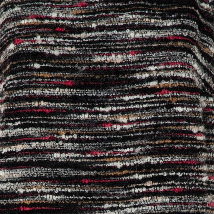 Pre Owned Chanel Black Boucle Midi Dress L