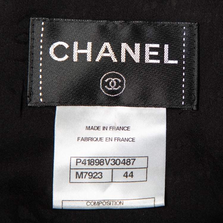 Pre Owned Chanel Black Boucle Midi Dress L