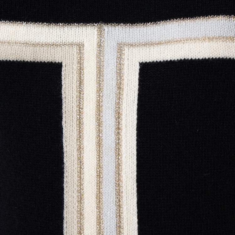 مملوكة مسبقًا Chanel Black Cashmere Contrast Detail Boat Neck Sweater M