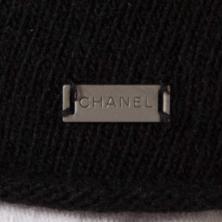 مملوكة مسبقًا Chanel Black Cashmere Contrast Detail Boat Neck Sweater M