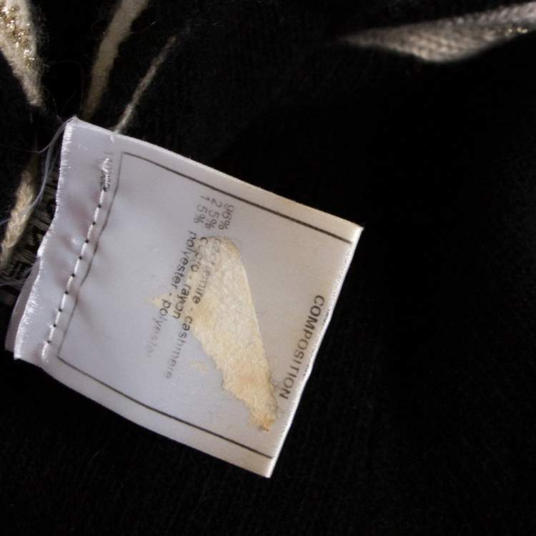 مملوكة مسبقًا Chanel Black Cashmere Contrast Detail Boat Neck Sweater M