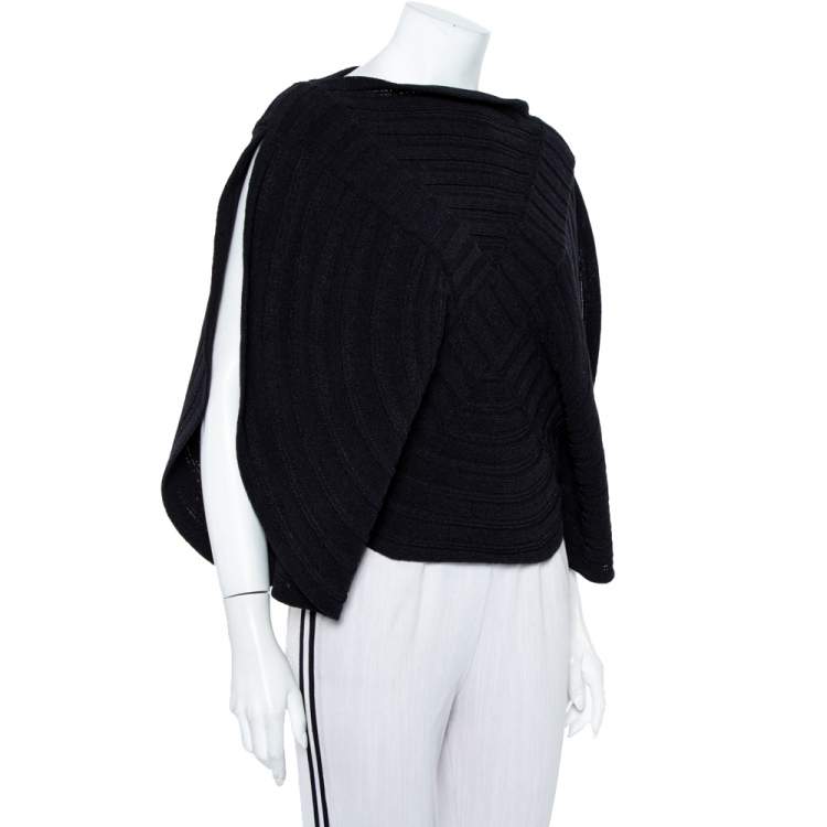 Pre Owned Chanel Black Circular Knit Top L