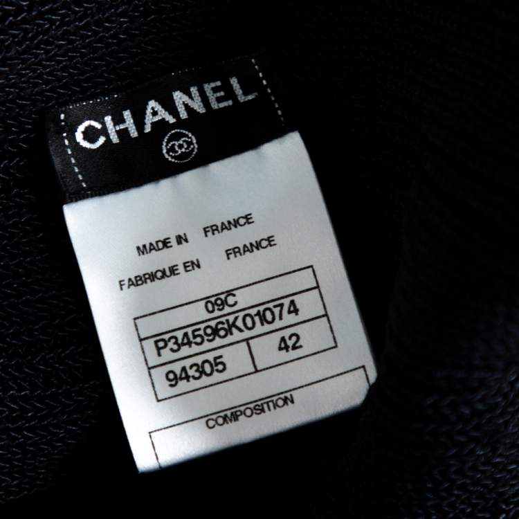Pre Owned Chanel Black Circular Knit Top L