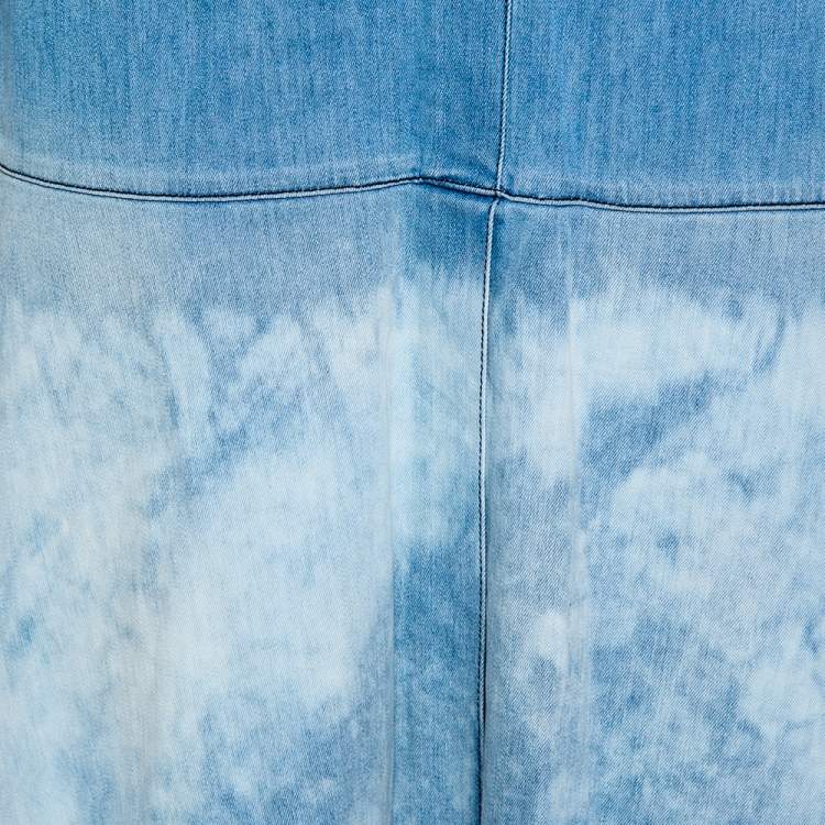 Pre Owned Chanel Blue Lightwash Denim Midi Skirt L