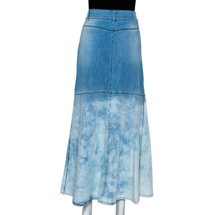 Pre Owned Chanel Blue Lightwash Denim Midi Skirt L