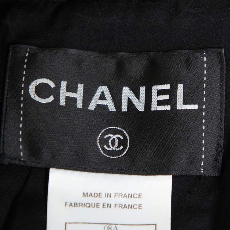 Pre Owned Chanel Black Lurex Tweed Button Front Jacket M