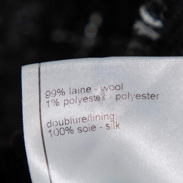 Pre Owned Chanel Black Lurex Tweed Button Front Jacket M