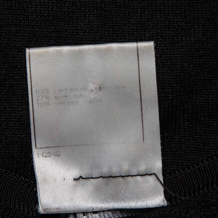 Pre Owned Chanel Black Cashmere & Silk Button Front Sweater M