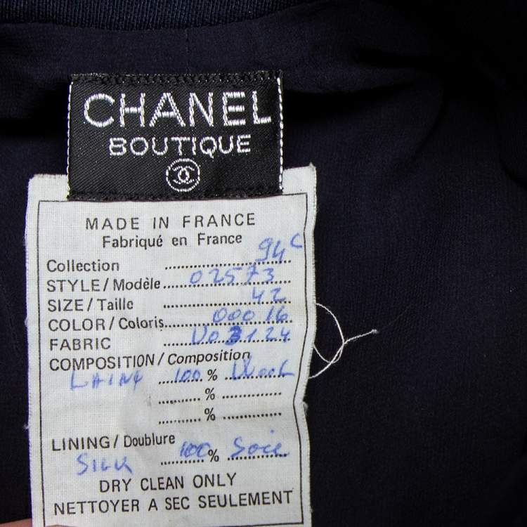 Pre Owned Chanel Boutique Navy Blue Wool Button Front Detail Midi Skirt L