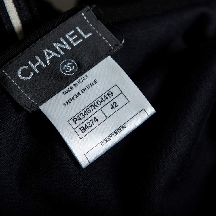 Pre Owned Chanel Black Velour Zip Front Sleeveless Hooded Sweatshirt L