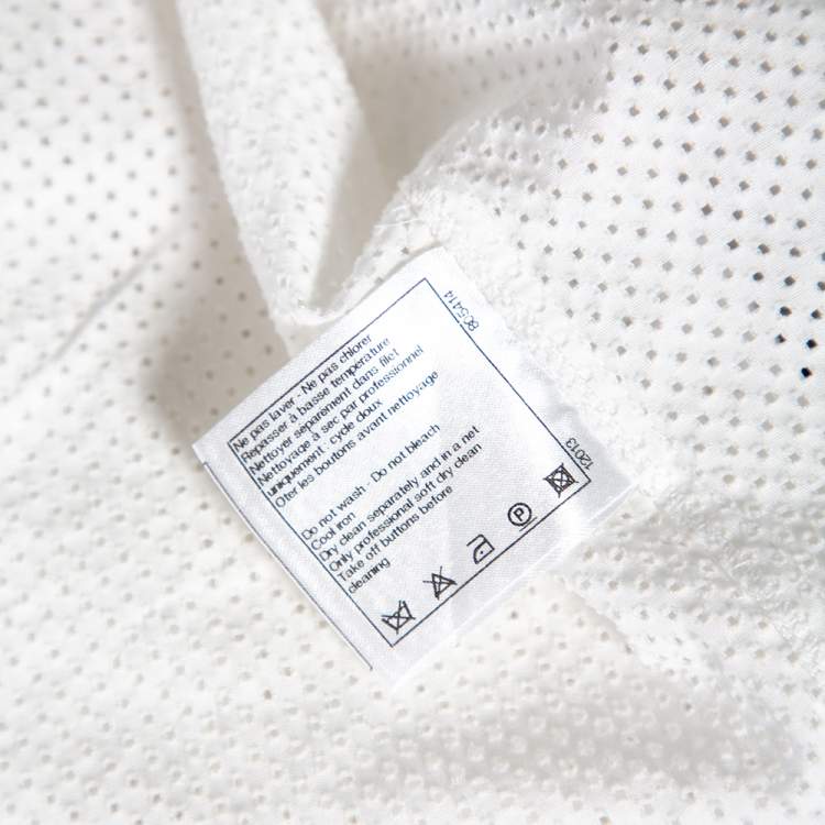 Pre Owned Chanel White Perforated Cotton Button Front Shirt L