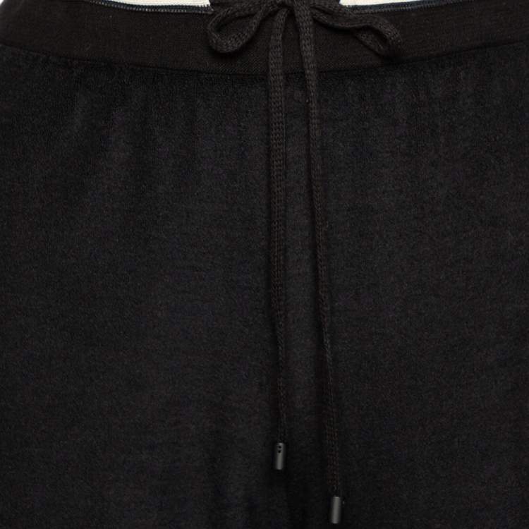 Pre Owned Chanel Black Terry Side Strip Detail Track Pants L