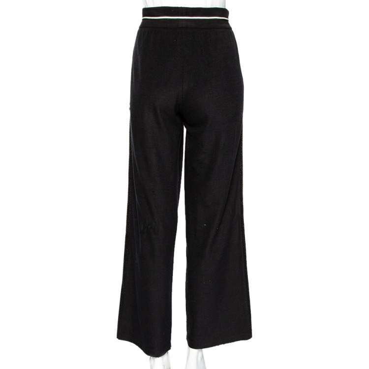 Pre Owned Chanel Black Terry Side Strip Detail Track Pants L