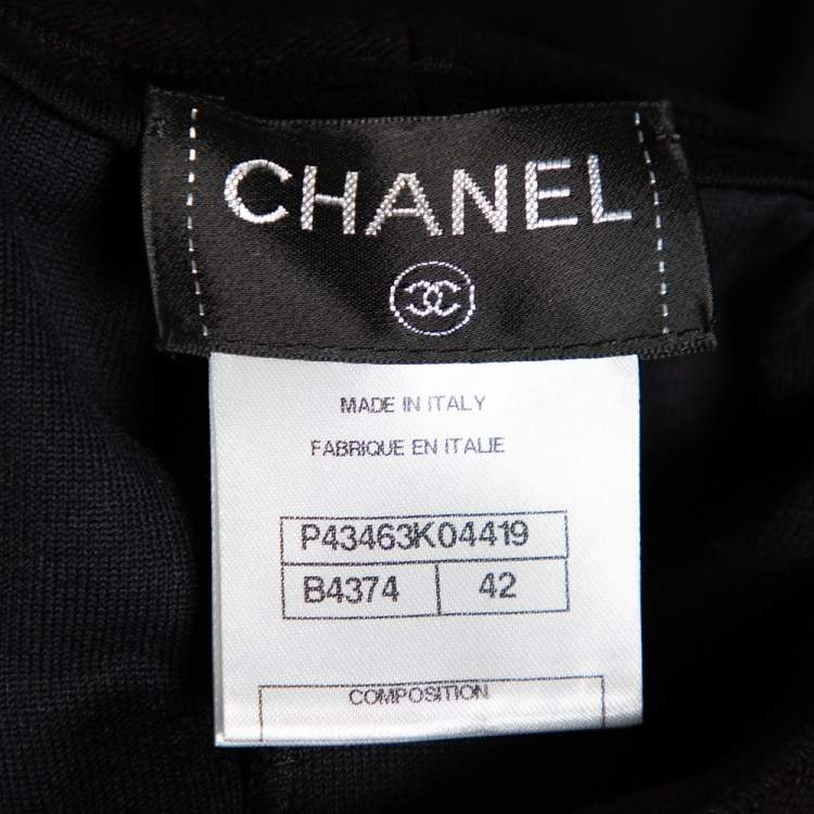 Pre Owned Chanel Black Terry Side Strip Detail Track Pants L