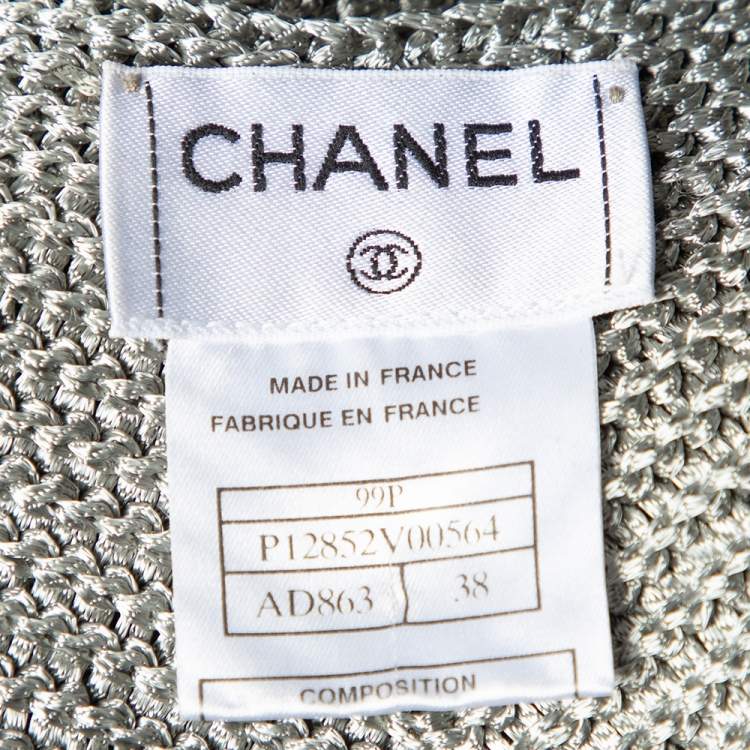 Pre Owned Chanel Grey Knit Asymmetrical Hem Camisole Top M