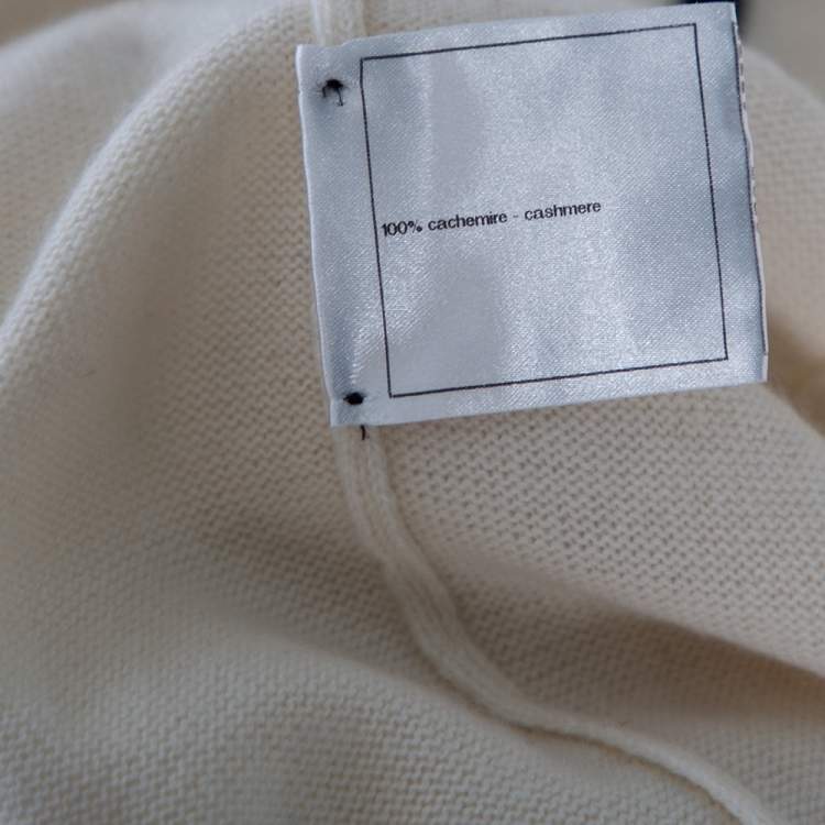 Pre Owned Chanel Ivory Cashmere Stripe Detailed Long Skirt M