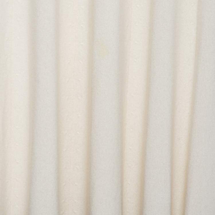 Pre Owned Chanel Ivory Cashmere Stripe Detailed Long Skirt M