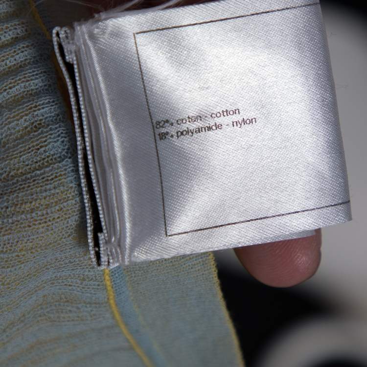 Pre Owned Chanel Yellow Two Toned Cotton Knit Reversible Top S