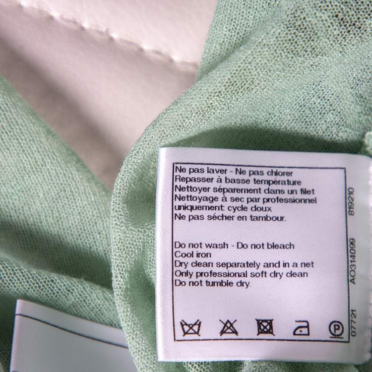 Pre Owned Chanel Green Patterned Lurex Knit Ribbed Trim Short Dress M 