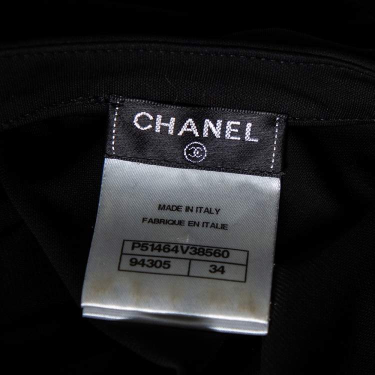 Pre Owned Chanel Black Jersey Buttoned Shoulder Detail Round Neck Top S