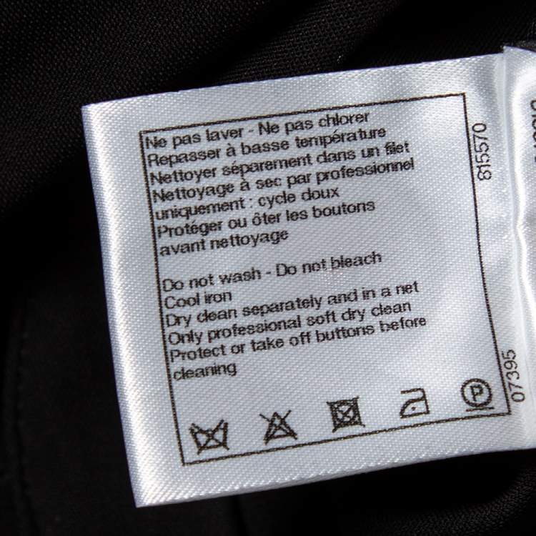 Pre Owned Chanel Black Jersey Buttoned Shoulder Detail Round Neck Top S