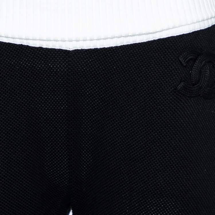 Pre Owned Chanel Black Knit Contrast Rib Knit Trim Detailed Joggers S