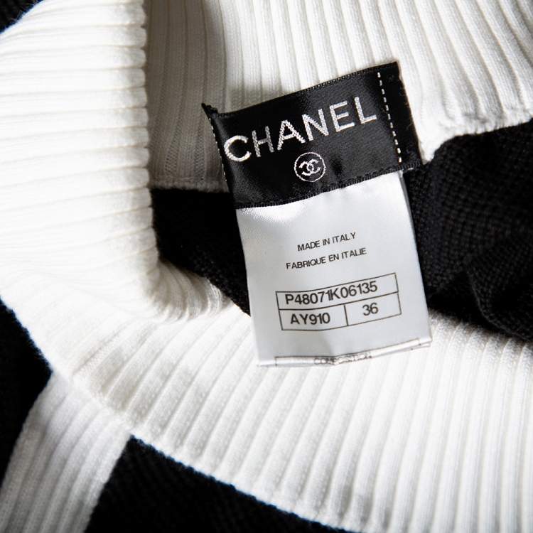 Pre Owned Chanel Black Knit Contrast Rib Knit Trim Detailed Joggers S