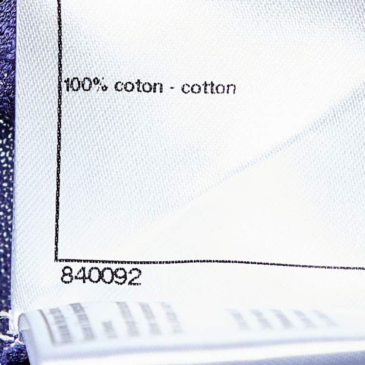 Pre Owned Chanel Navy Blue Perforated Knit Crop Top M