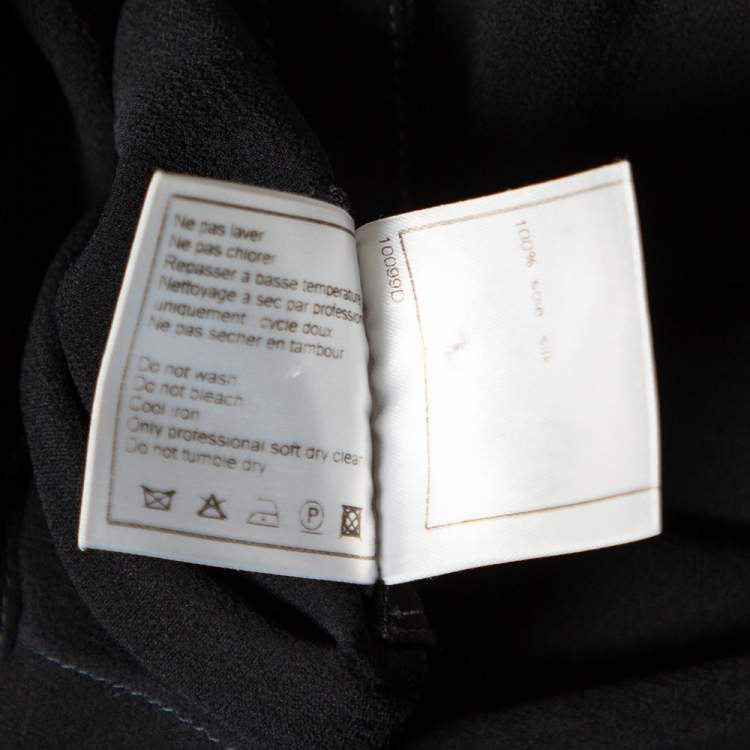 Pre Owned Chanel Black Silk Asymmetrical Tiered Midi Skirt XL