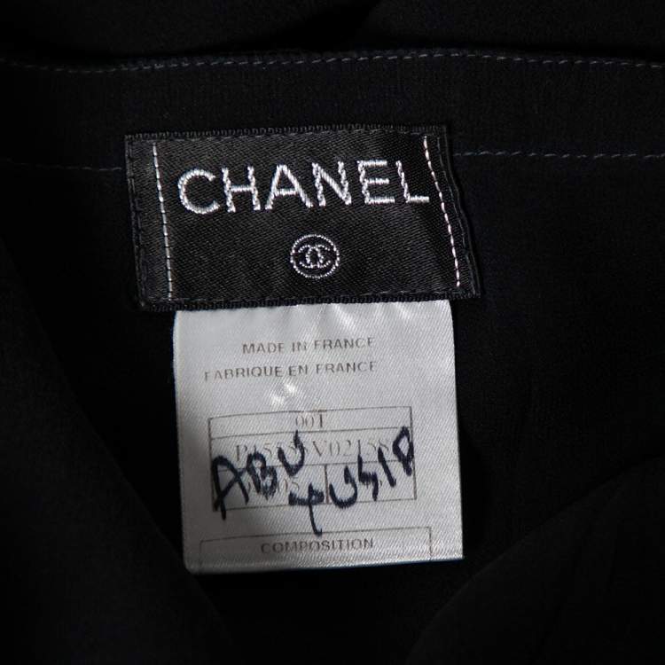 Pre Owned Chanel Black Silk Asymmetrical Tiered Midi Skirt XL