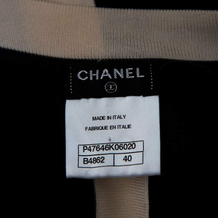 Pre Owned Chanel Navy Blue Knit Contrast Trim Detailed Front Open Cover-Up Cardigan M