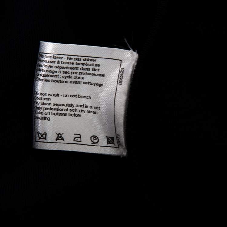 Pre Owned Chanel Navy Blue Knit Contrast Trim Detailed Front Open Cover-Up Cardigan M