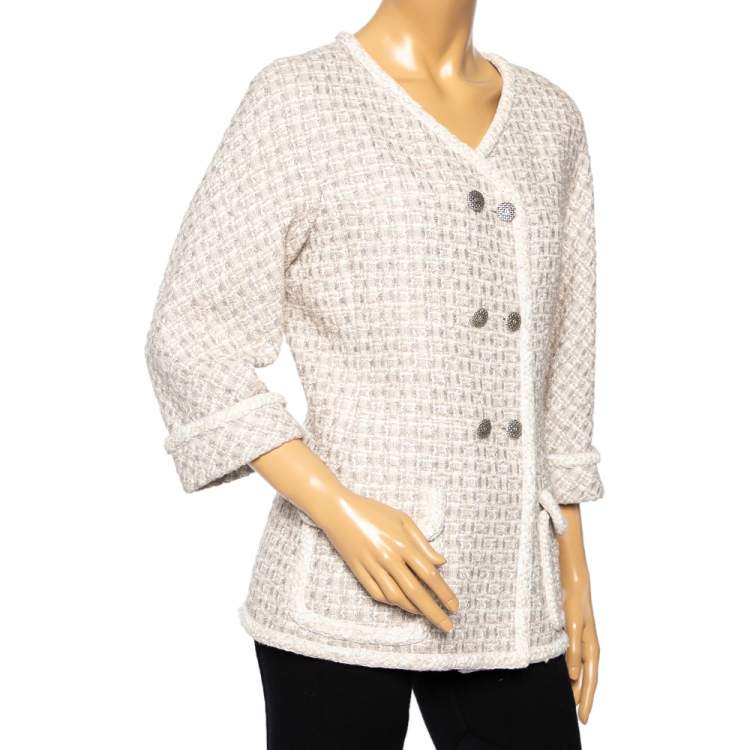 Pre Owned Chanel Multicolored Tweed Fantasy Double Breasted Jacket L