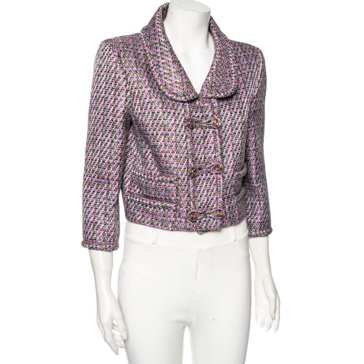 مملوكة مسبقًا Chanel Multicolored Fantasy Tweed Double Breasted Cropped Jacket L