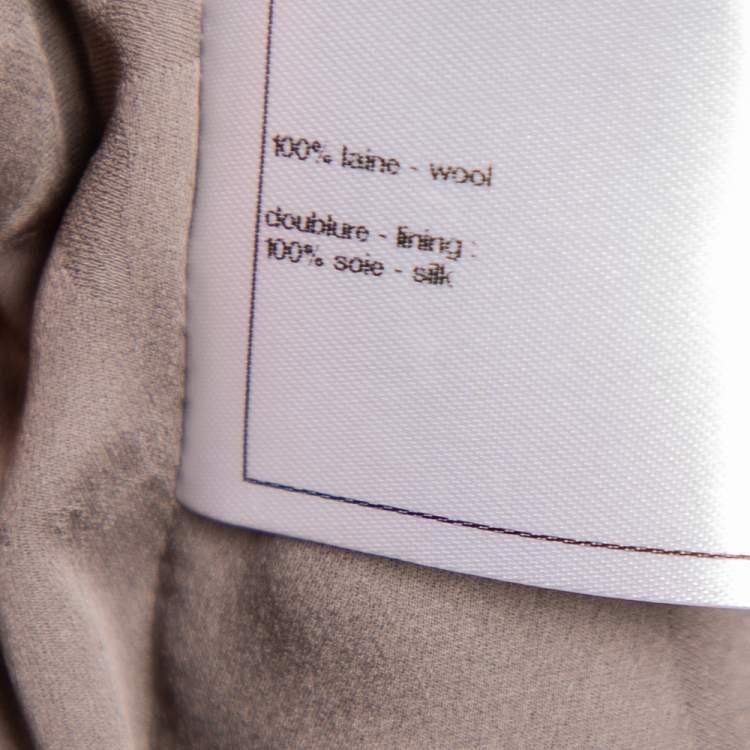 Pre Owned Chanel Grey Herring Wool Contrast Braided Trim Detailed Jacket M