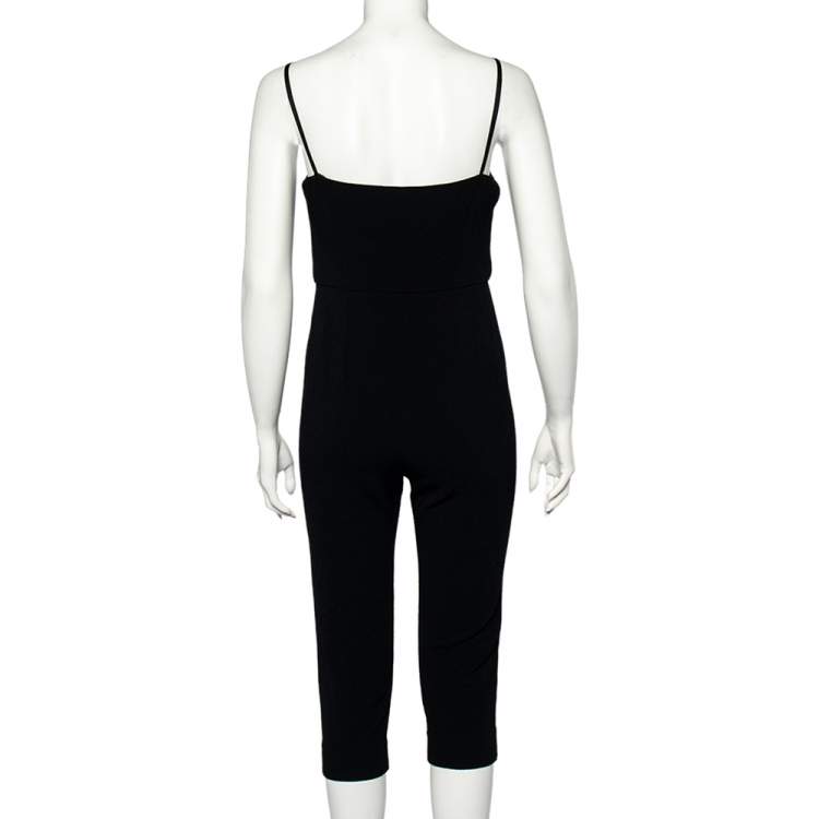 Pre Owned Chanel Black Knit Button Front Sleeveless Jumpsuit M
