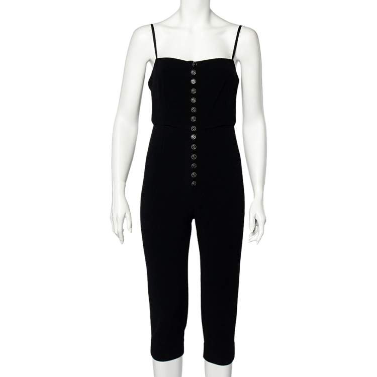 Pre Owned Chanel Black Knit Button Front Sleeveless Jumpsuit M
