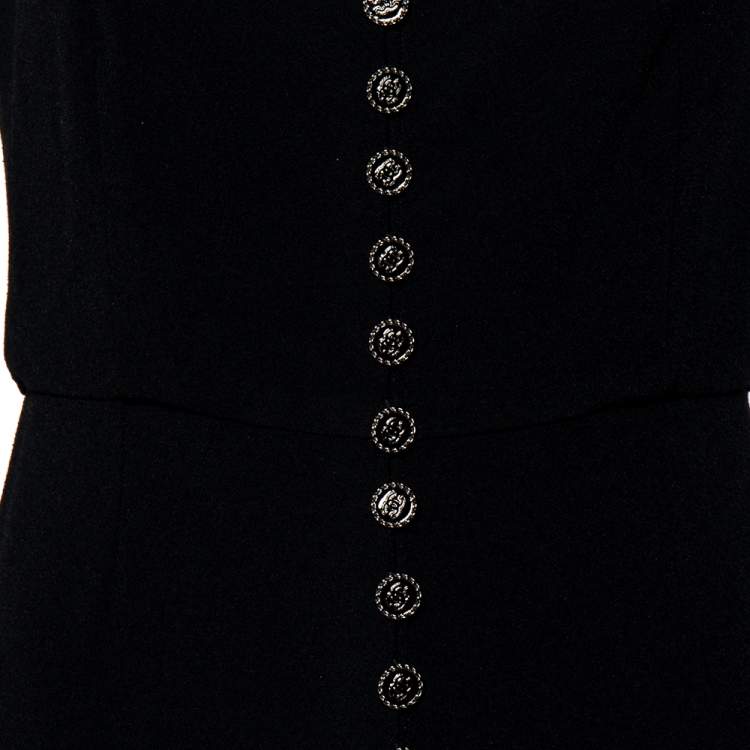 Pre Owned Chanel Black Knit Button Front Sleeveless Jumpsuit M