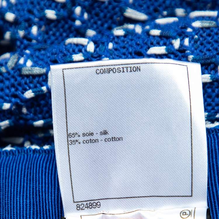 Pre Owned Chanel Blue Silk-Cotton Knit Wide Leg Pants M