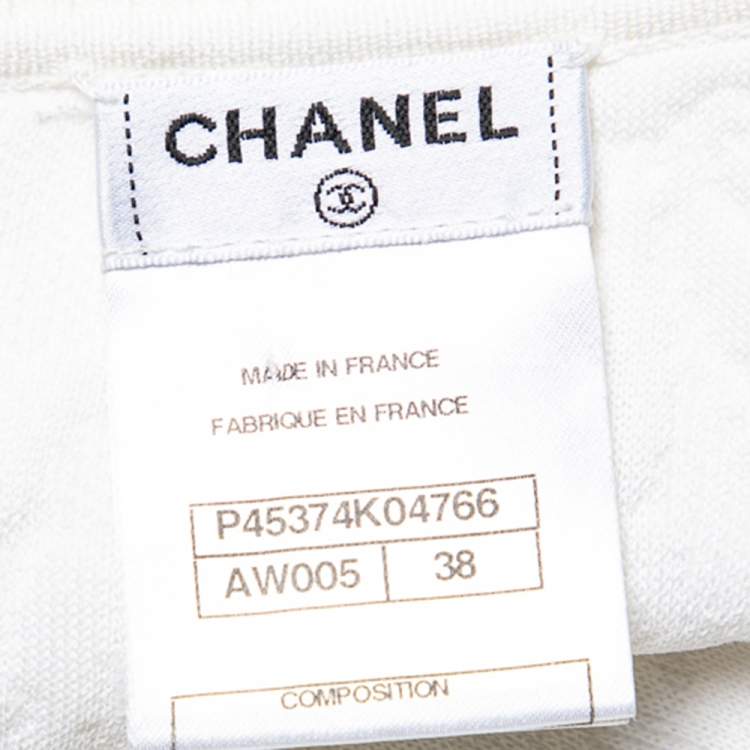 مملوكة مسبقًا Chanel White Embossed Jacquard Sheath Dress M