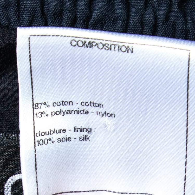 Pre Owned Chanel Navy Blue Textured Cotton Sleeveless Midi Dress L