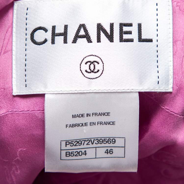 Pre Owned Chanel Multicolored Tweed Single Buttoned Jacket XL