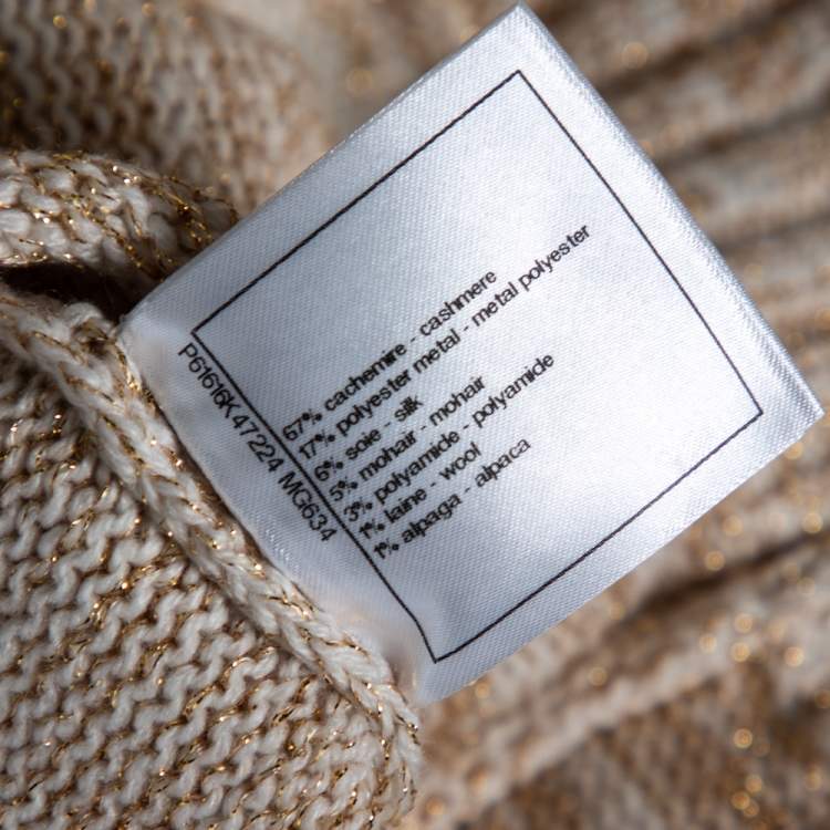 Pre Owned Chanel Multicolored Logo Intarsia Knit Cutout Sleeve Sweater M