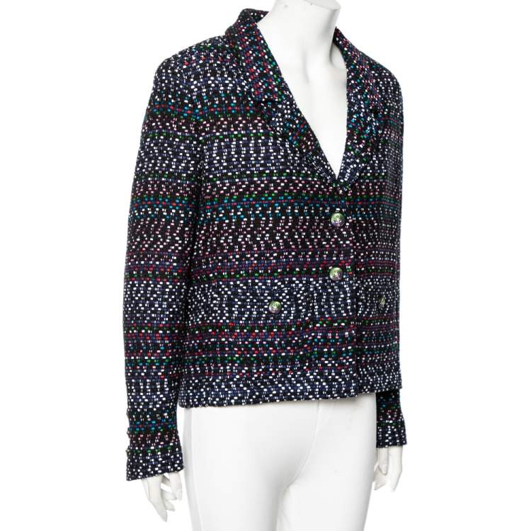 Pre Owned Chanel Multicolored Tweed Single Breasted Blazer XL