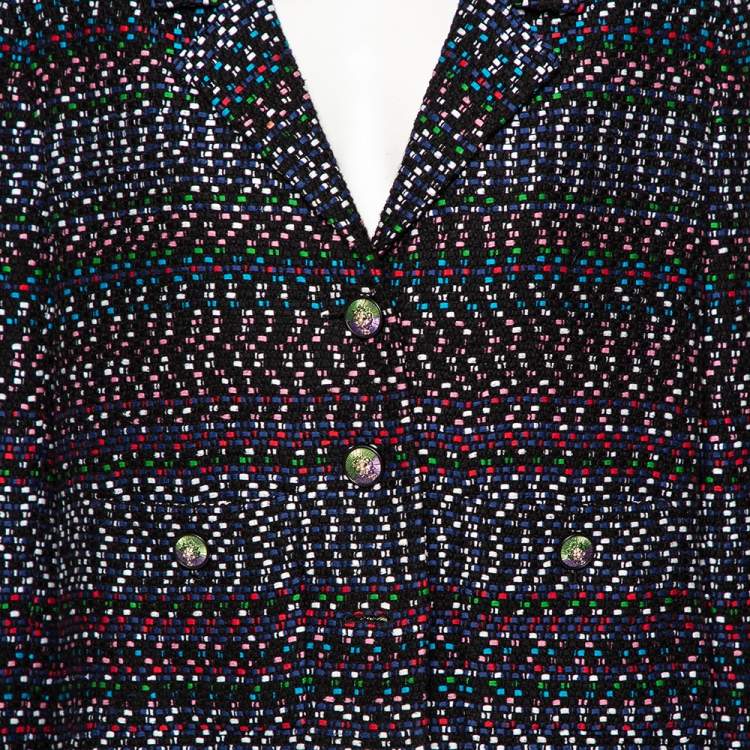 Pre Owned Chanel Multicolored Tweed Single Breasted Blazer XL